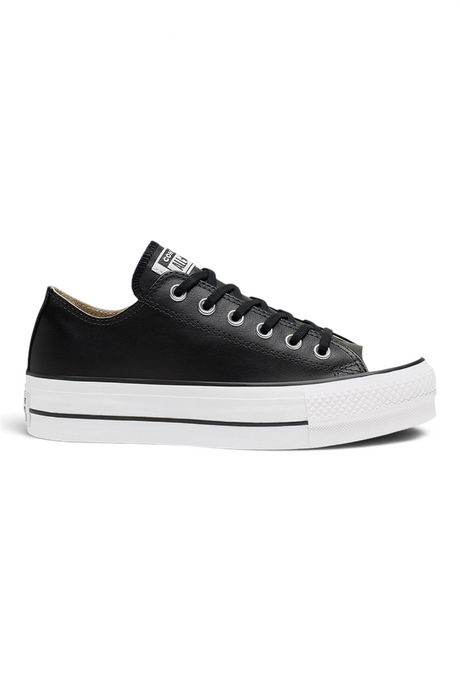 Sporline Converse Chuck Taylor All Star siyah deri platform tabanlı kadın spor ayakkabı
