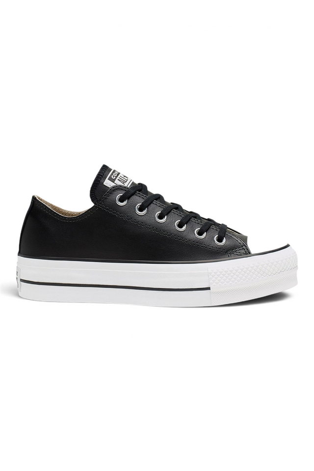 Sporline Converse Chuck Taylor All Star siyah deri platform tabanlı kadın spor ayakkabı
