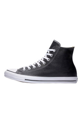 Sporline Converse Chuck Taylor All Star siyah deri yüksek bilekli spor ayakkabı, beyaz bağcıklı ve kauçuk tabanlı