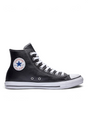 Sporline Converse Chuck Taylor All Star siyah deri yüksek bilekli spor ayakkabı, beyaz bağcıklı ve ikonik logolu