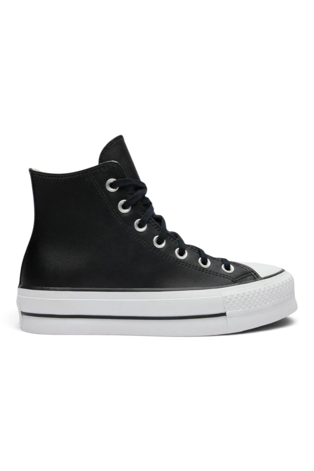 Sporline Converse CTAS Lift Hi siyah deri yüksek tabanlı kadın spor ayakkabı