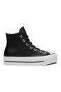Sporline Converse CTAS Lift Hi siyah deri yüksek tabanlı kadın spor ayakkabı