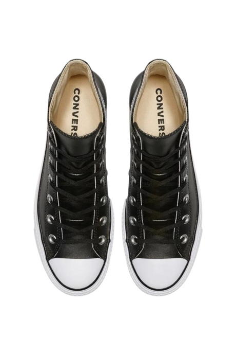 Sporline Converse CTAS Lift Hi siyah deri yüksek tabanlı kadın spor ayakkabı üstten görünüm