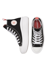Sporline Converse Chuck Taylor All Star Move siyah pembe detaylı yüksek tabanlı kanvas spor ayakkabı