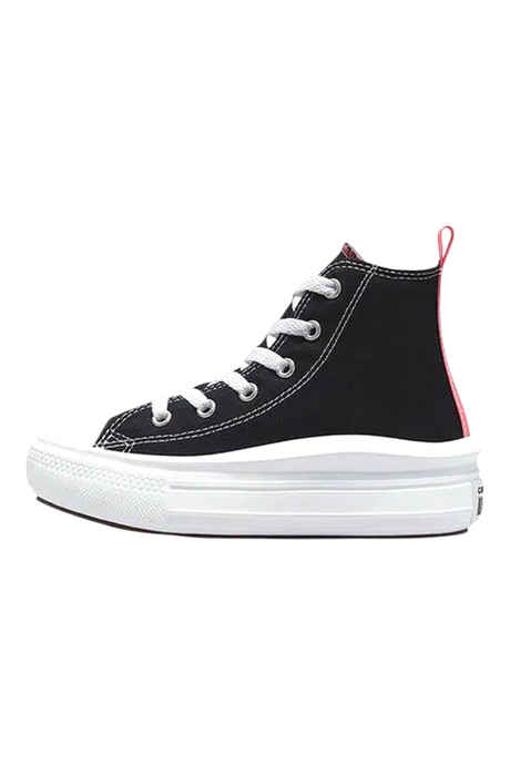 Sporline Converse Chuck Taylor All Star Move siyah kanvas kız çocuk platform spor ayakkabı, pembe detaylı