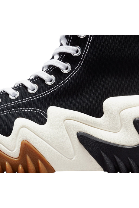 Sporline Converse Run Star Motion siyah kanvas platform ayakkabı, beyaz zikzak taban detaylı