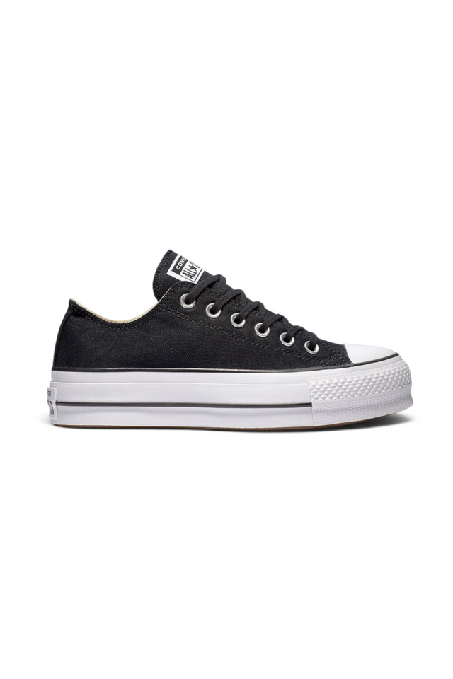 Sporline Converse Chuck Taylor All Star siyah kanvas platform tabanlı bileksiz kadın spor ayakkabı