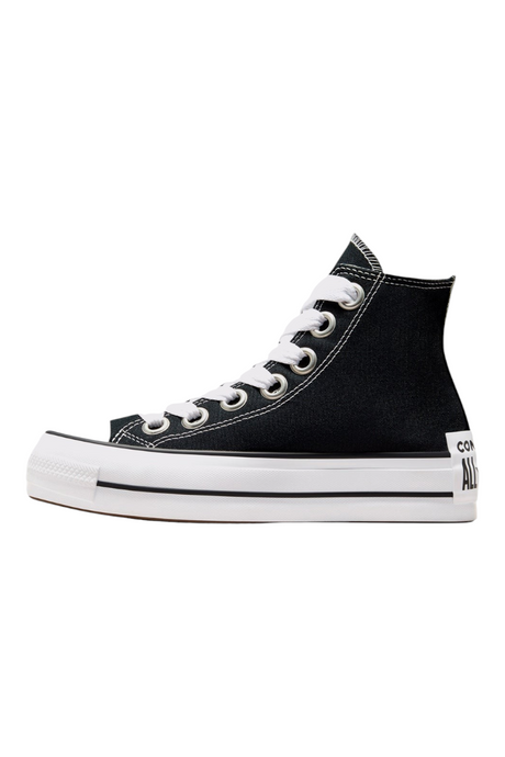 Sporline Converse Chuck Taylor All Star siyah kanvas platform tabanlı yüksek bilekli kadın spor ayakkabı