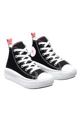 Sporline Converse Chuck Taylor All Star Move siyah kanvas kız çocuk platform spor ayakkabı, pembe detaylı