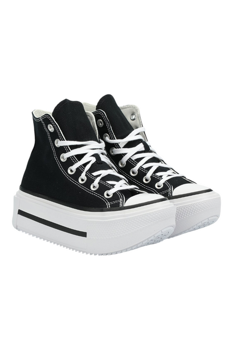 Sporline Converse Chuck Taylor All Star Lift siyah renkli, beyaz kalın tabanlı, yüksek konçlu kadın spor ayakkabı