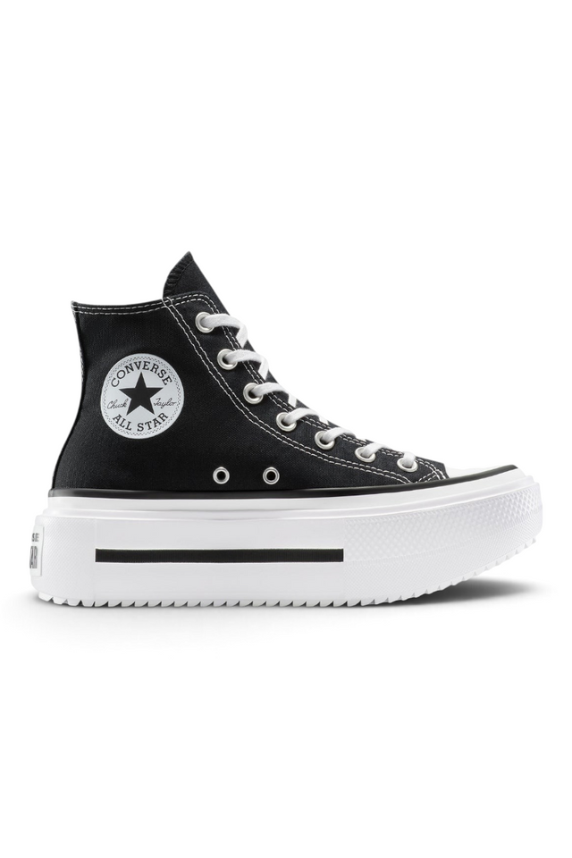 Sporline Converse Chuck Taylor All Star Lift siyah renkli, beyaz kalın platform tabanlı kadın spor ayakkabı