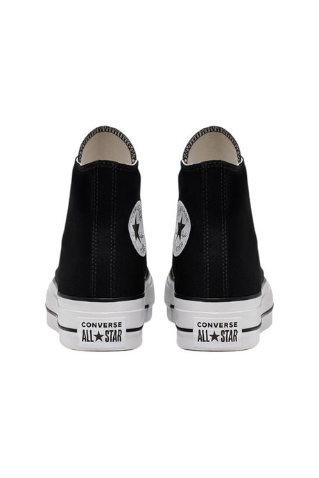Sporline Converse Chuck Taylor All Star siyah kanvas platform spor ayakkabı arka görünüm