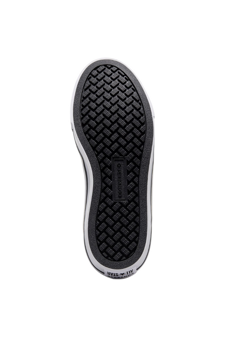 Sporline Converse siyah unisex sneaker ayakkabının alt taban görünümü, kaymaz desenli kauçuk taban