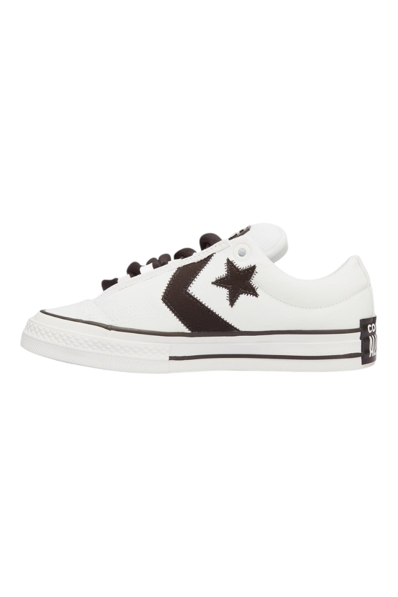 Sporline Converse Star Player Puff beyaz deri sneaker, siyah yıldız detaylı ve dolgulu tasarımlı günlük spor ayakkabı