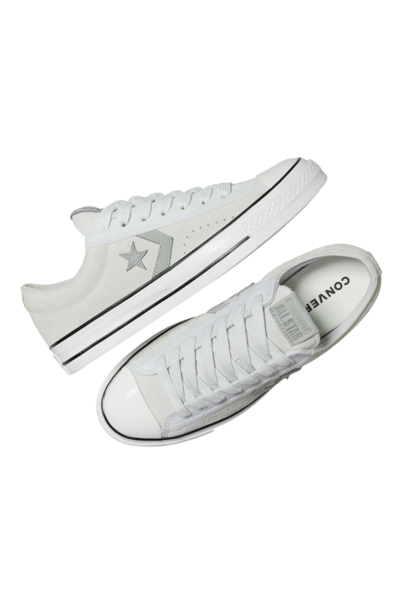 Sporline Converse Star Player gri süet deri detaylı spor ayakkabı üstten görünüm