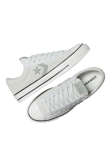 Sporline Converse Star Player gri süet deri detaylı spor ayakkabı üstten görünüm