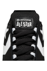 Sporline Converse Star Player Puff siyah deri spor ayakkabı, dildeki ikonik All Star logosu ve geniş bağcık detayı.