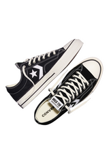 Sporline Converse Star Player 76 siyah beyaz tekstil spor ayakkabı, kauçuk tabanlı ve ikonik yan yıldız detaylı