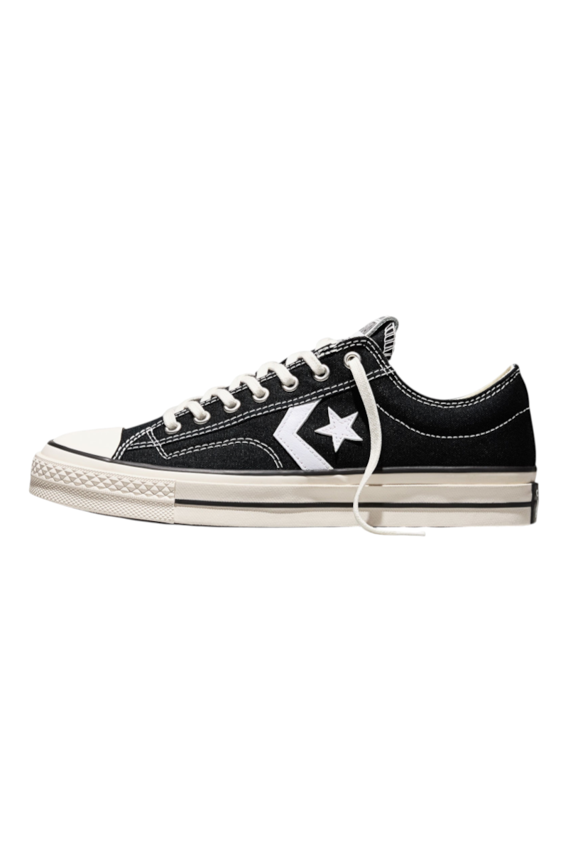 Sporline Converse Star Player 76 siyah beyaz tekstil spor ayakkabı, kauçuk tabanlı günlük klasik tasarım