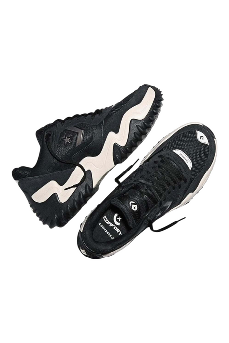 Sporline Converse Wave Motion Trainer siyah kadın günlük spor ayakkabı, dalgalı taban yapısı ve file detaylı tasarım