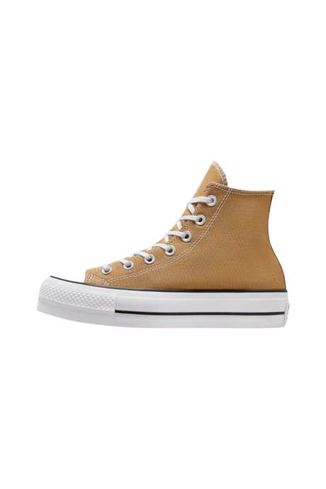 Sporline marka kahverengi kanvas Converse Chuck Taylor All Star Lift platform tabanlı yüksek konçlu spor ayakkabı