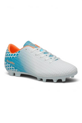 Sporline Kinetix Sergi AG unisex krampon, beyaz ve neon turkuaz renkli, desenli futbol ayakkabısı