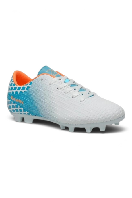 Sporline Kinetix Sergi AG unisex krampon, beyaz ve neon turkuaz renkli, desenli futbol ayakkabısı