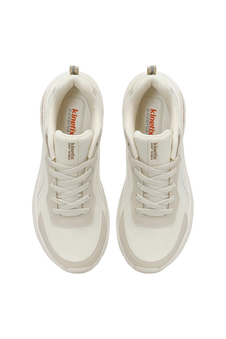 Sporline Kinetix Hyper-rise TX ekru renkli, tekstil ve PU malzemeli kadın sneaker ayakkabı üstten görünüm