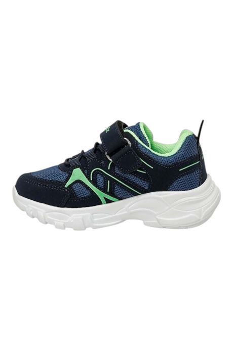 Sporline Kinetix 6P Hugo çocuk sneaker, lacivert ve neon yeşil detaylı, tekstil malzemeli, cırt cırtlı spor ayakkabı