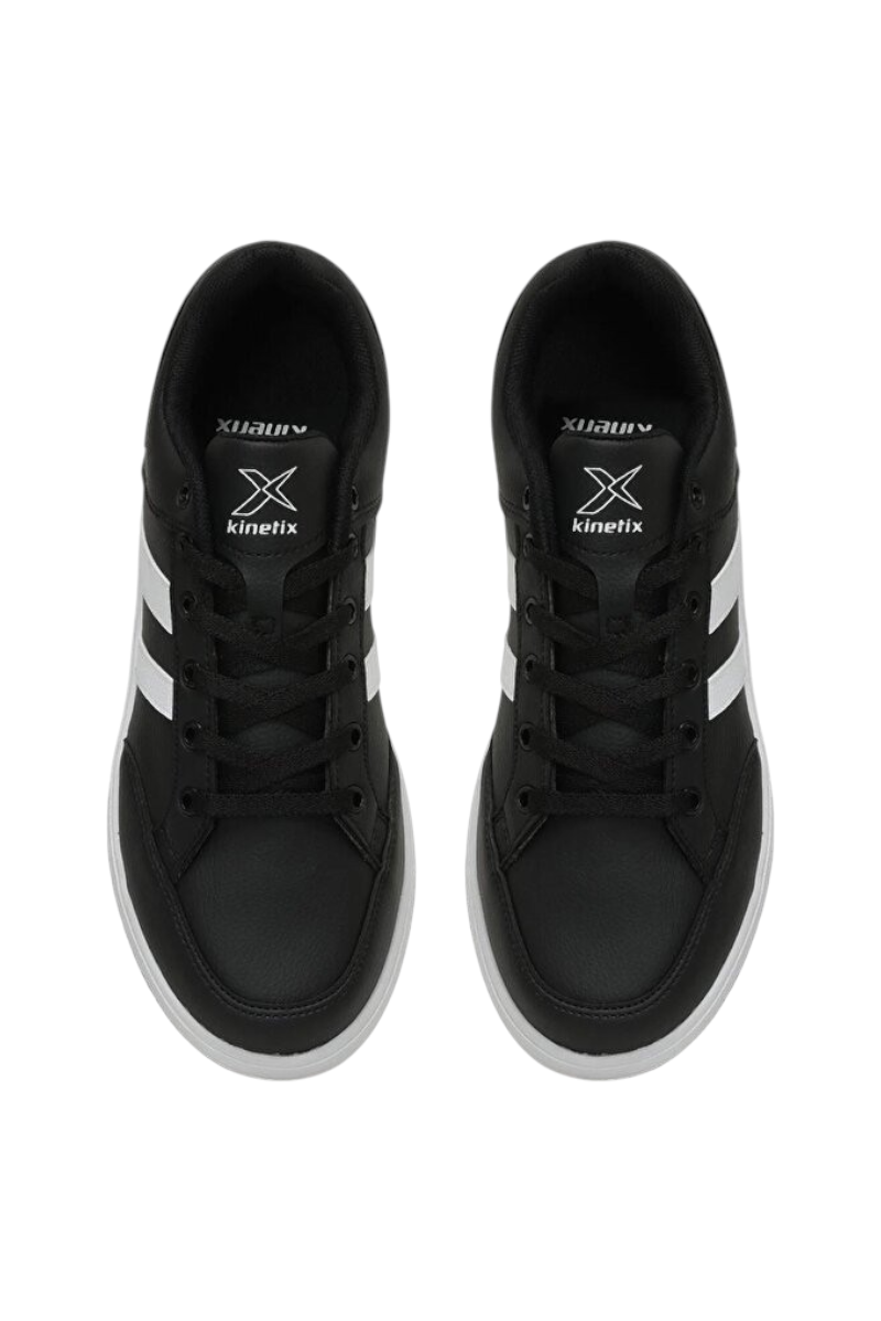 Sporline Kinetix Kort siyah beyaz suni deri erkek sneaker ayakkabı