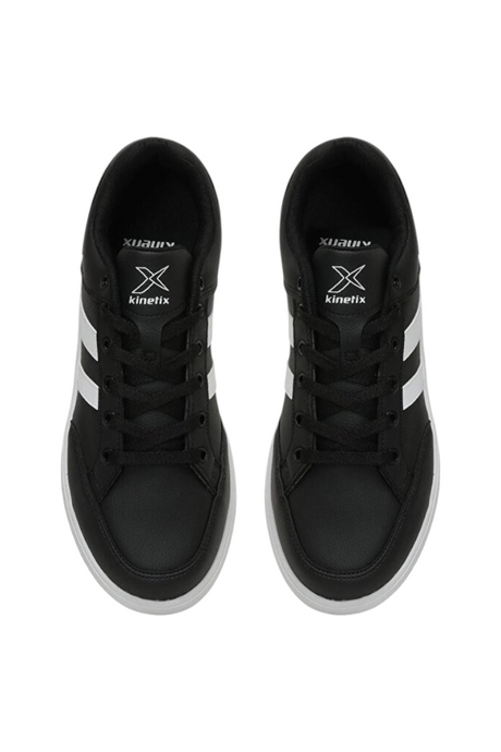 Sporline Kinetix Kort siyah beyaz suni deri erkek sneaker ayakkabı