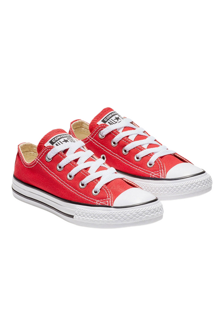 Sporline kırmızı kanvas Converse Chuck Taylor All Star klasik düşük bilekli spor ayakkabı, beyaz bağcıklı