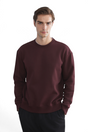 Sporline LC Waikiki bordo renkli, loose kesim, pamuk karışımlı erkek sweatshirt giyen model