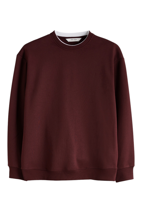 Sporline LC Waikiki bordo renkli, bisiklet yaka, pamuk karışımlı loose kesim erkek sweatshirt