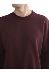 Sporline LC Waikiki bordo renkli, bisiklet yaka, pamuk karışımlı loose kesim erkek sweatshirt