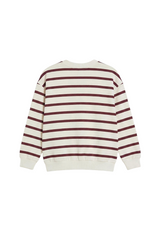 Sporline LC Waikiki çocuk beyaz ve kahverengi çizgili %100 pamuklu uzun kollu sweatshirt