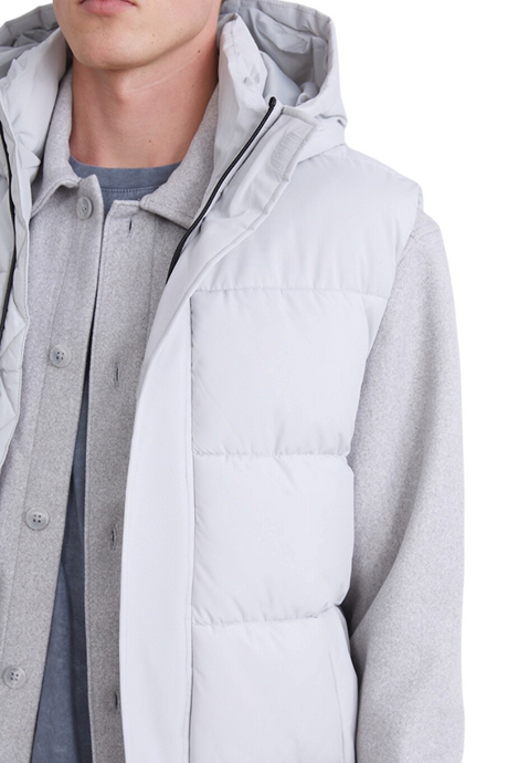 Sporline LC Waikiki erkek açık gri kapüşonlu polyester şişme yelek