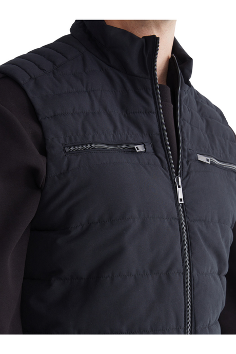 Sporline LC Waikiki erkek siyah fermuarlı polyester şişme yelek