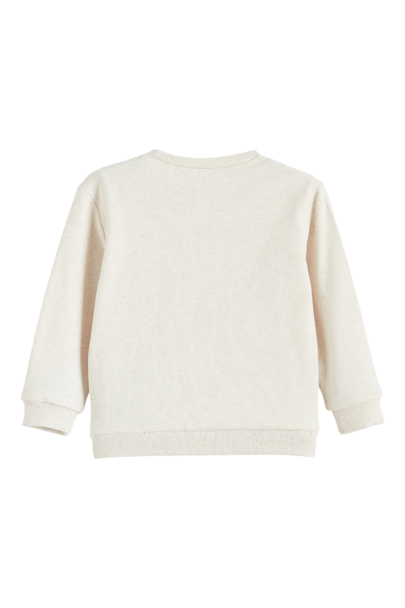 Sporline LC Waikiki kırık beyaz renkli, %100 pamuklu, bisiklet yaka çocuk sweatshirt arka görünümü