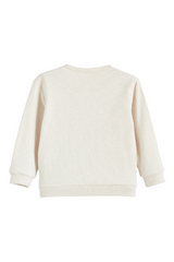 Sporline LC Waikiki kırık beyaz renkli, %100 pamuklu, bisiklet yaka çocuk sweatshirt arka görünümü