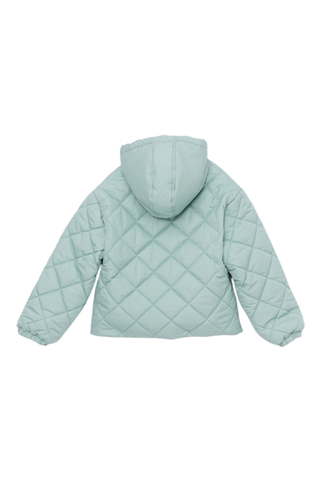 Sporline LC Waikiki pastel yeşil kapüşonlu kapitone çocuk montu, arka görünüm
