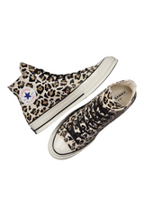Sporline krem rengi leopar desenli kanvas Converse Chuck 70 yüksek bilekli spor ayakkabı