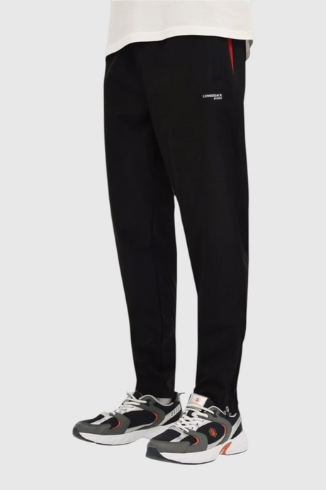 Sporline Lumberjack siyah slim fit erkek eşofman altı, esnek polyester karışımlı kumaş ve modern dar kesim tasarım.