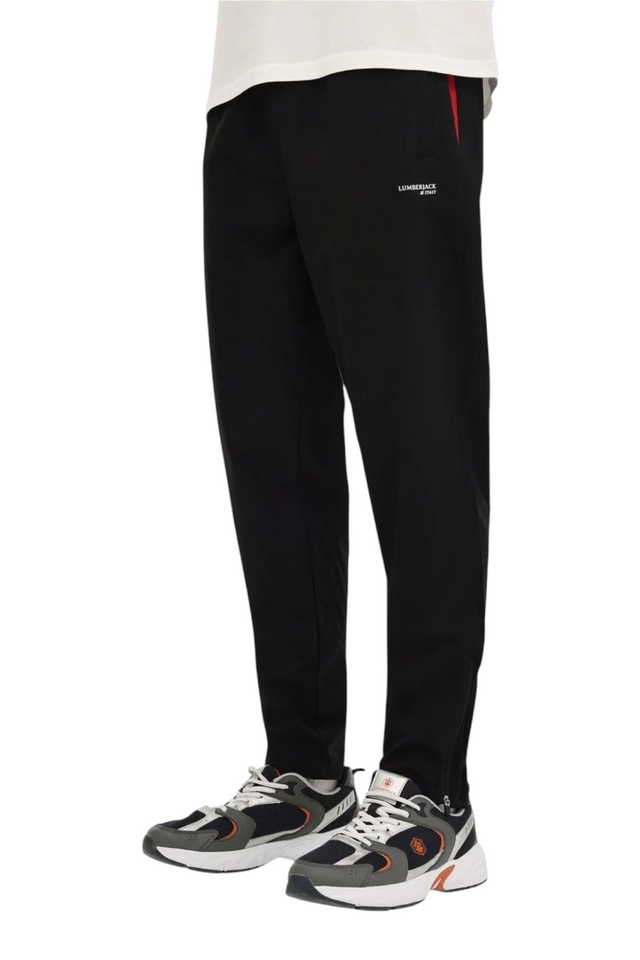 Sporline Lumberjack siyah slim fit erkek eşofman altı, esnek polyester karışımlı kumaş ve modern dar kesim tasarım.
