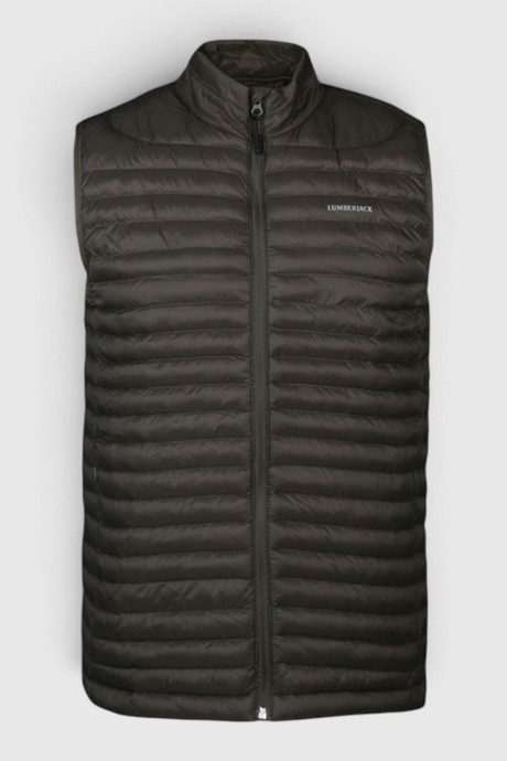 Sporline Lumberjack ML Star 4WEST siyah erkek şişme yelek, regular kesim, %100 tekstil malzeme.