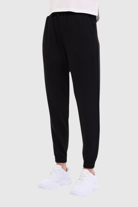 Sporline Lumberjack siyah kadın eşofman altı, regular kesim, viskon ve polyester karışımlı rahat günlük spor pantolon