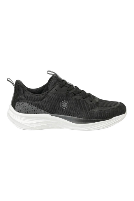 Sporline Lumberjack Enkanto siyah kadın sneaker, memory foam iç tabanlı, bağcıklı ve 3,5 cm taban yüksekliğine sahip.