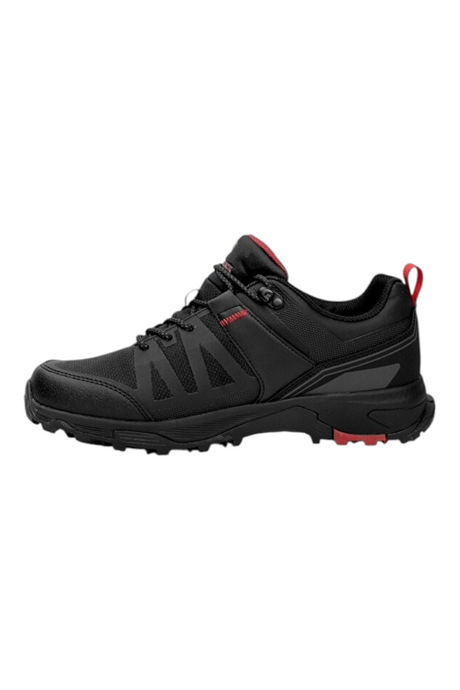 Sporline Lumberjack STAR 4PR siyah ve kırmızı detaylı erkek outdoor ayakkabı, yüksek tabanlı ve dayanıklı tasarım.