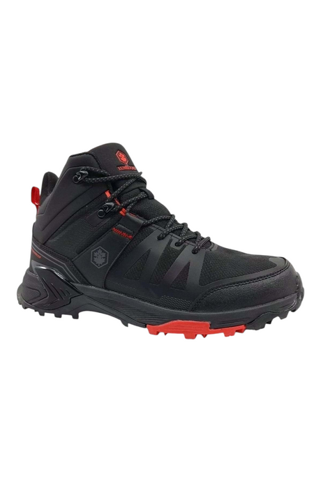 Sporline Lumberjack siyah renkli, kırmızı detaylı, yüksek bilekli outdoor yürüyüş ayakkabısı