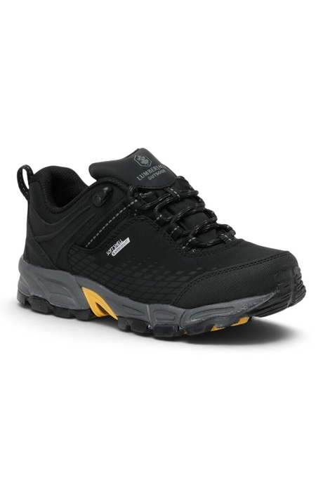 Sporline Lumberjack 4W Flake siyah su geçirmez outdoor ayakkabı, bağcıklı tasarım ve dayanıklı termoplastik taban.